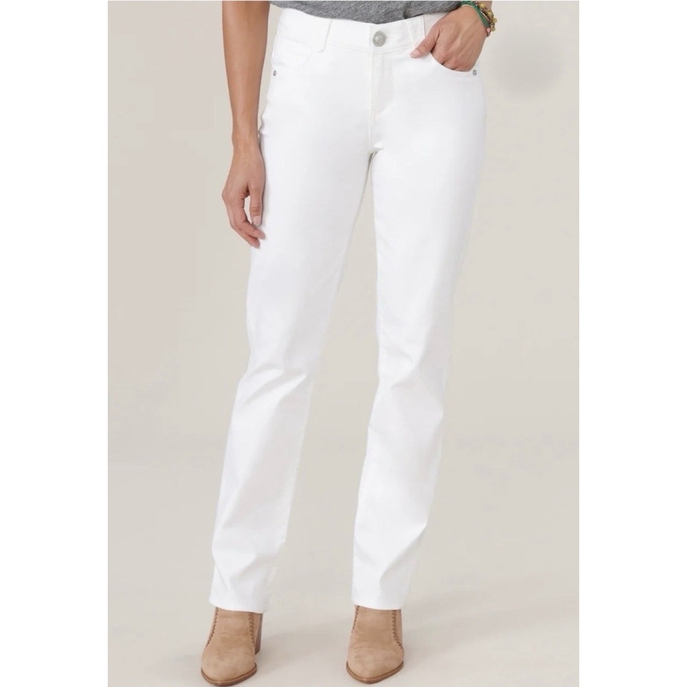 Democracy "Ab" Solution Straight Leg Jeans 14P White Stretch Minimalist NWT